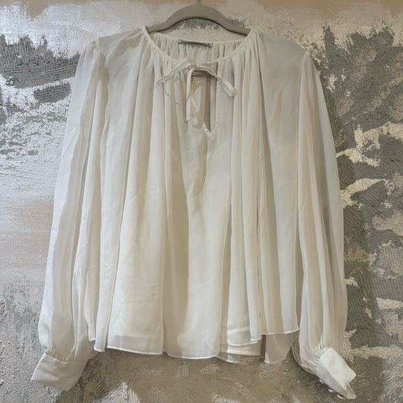 Long-Sleeve Tie-Front Blouse - Picture 4 of 7